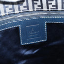 FENDI Zucchino Canvas Shoulder Bag Navy Silver Auth 207459-22