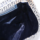 FENDI Zucchino Canvas Shoulder Bag Navy Silver Auth 207459-23