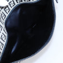 FENDI Zucchino Canvas Shoulder Bag Navy Silver Auth 207459-27