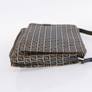 FENDI Zucchino Canvas Shoulder Bag Navy Silver Auth 207459-4