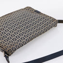 FENDI Zucchino Canvas Shoulder Bag Navy Silver Auth 207459-6