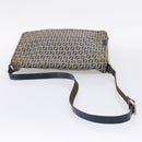 FENDI Zucchino Canvas Shoulder Bag Navy Silver Auth 207459-7