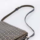 FENDI Zucchino Canvas Shoulder Bag Navy Silver Auth 207459-14