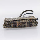 FENDI Zucchino Canvas Shoulder Bag Navy Silver Auth 207459-5