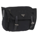 PRADA Shoulder Bag Nylon Black Silver Auth 207460V-1