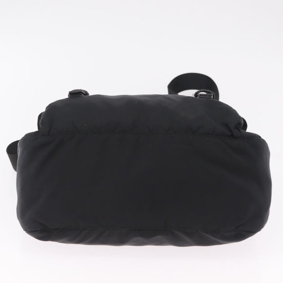 PRADA Shoulder Bag Nylon Black Silver Auth 207460V