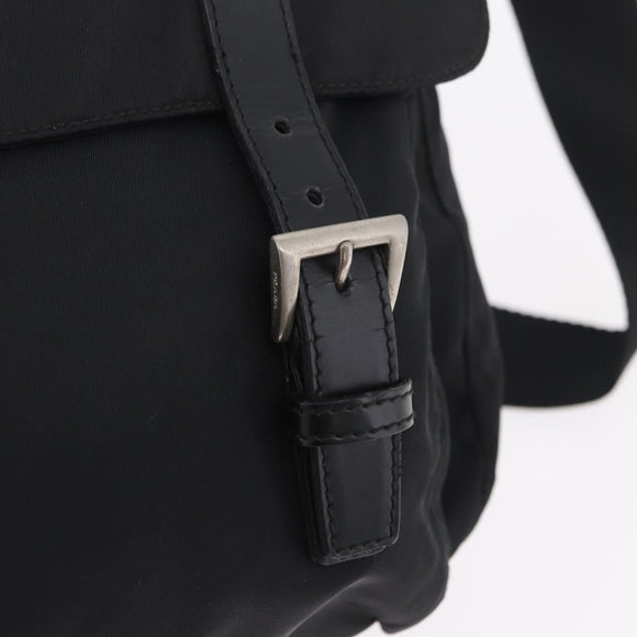 PRADA Shoulder Bag Nylon Black Silver Auth 207460V