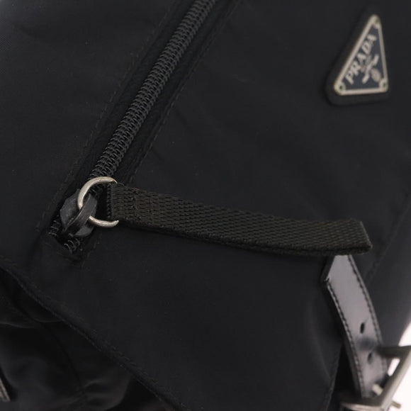 PRADA Shoulder Bag Nylon Black Silver Auth 207460V