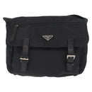 PRADA Shoulder Bag Nylon Black Silver Auth 207460V-13