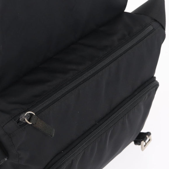 PRADA Shoulder Bag Nylon Black Silver Auth 207460V