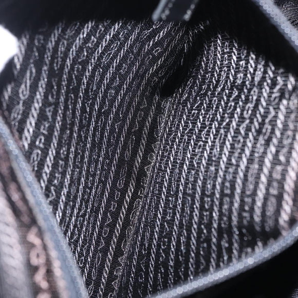 PRADA Shoulder Bag Nylon Black Silver Auth 207460V