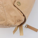 CELINE Tote Bag Leather Beige Silver Auth 207461A-14