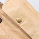 CELINE Tote Bag Leather Beige Silver Auth 207461A-19