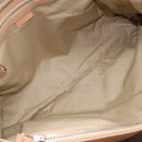 CELINE Tote Bag Leather Beige Silver Auth 207461A-22