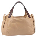 CELINE Tote Bag Leather Beige Silver Auth 207461A-3