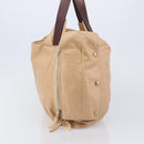 CELINE Tote Bag Leather Beige Silver Auth 207461A-4