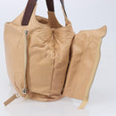 CELINE Tote Bag Leather Beige Silver Auth 207461A-5