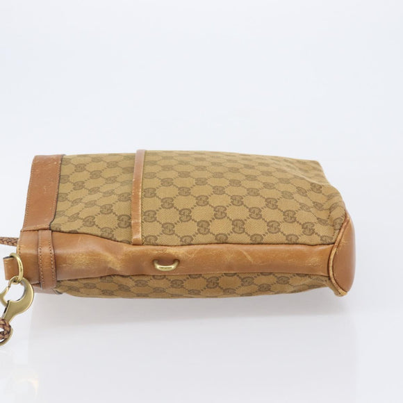 GUCCI GG Canvas Shoulder Bag Brown Gold 109097 Auth 207462