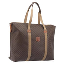 CELINE Macadam Canvas Tote Bag PVC Leather Brown Gold Auth 207464-1