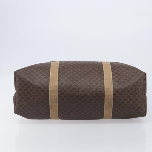 CELINE Macadam Canvas Tote Bag PVC Leather Brown Gold Auth 207464
