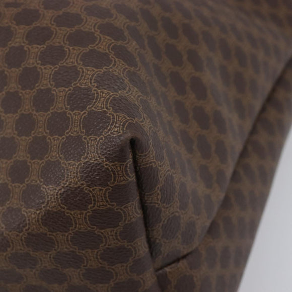 CELINE Macadam Canvas Tote Bag PVC Leather Brown Gold Auth 207464