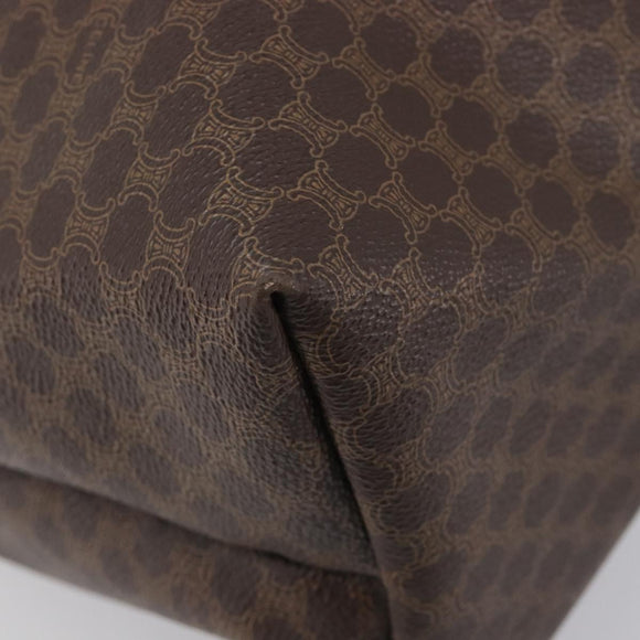CELINE Macadam Canvas Tote Bag PVC Leather Brown Gold Auth 207464