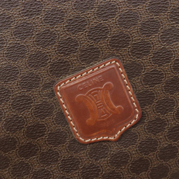CELINE Macadam Canvas Tote Bag PVC Leather Brown Gold Auth 207464