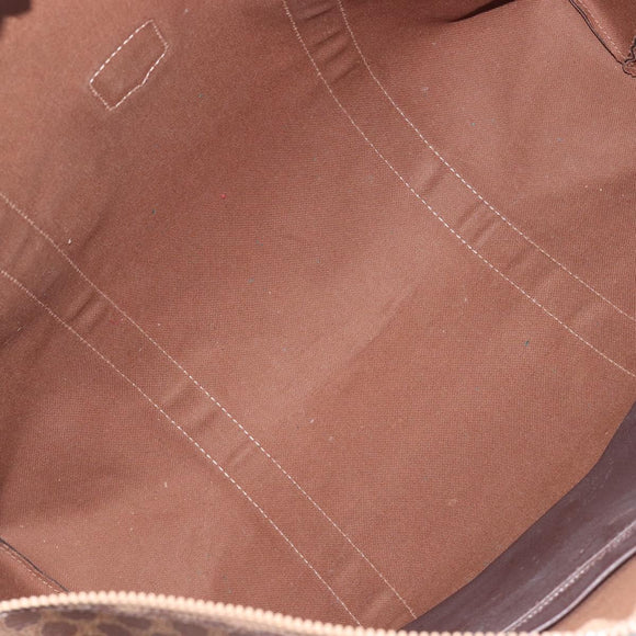 CELINE Macadam Canvas Tote Bag PVC Leather Brown Gold Auth 207464