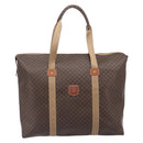 CELINE Macadam Canvas Tote Bag PVC Leather Brown Gold Auth 207464-2