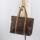 CELINE Macadam Canvas Tote Bag PVC Leather Brown Gold Auth 207464-25