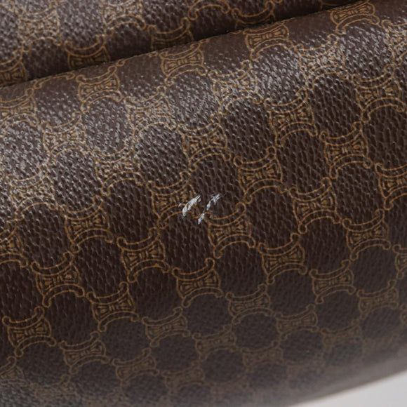 CELINE Macadam Canvas Tote Bag PVC Leather Brown Gold Auth 207464