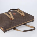 CELINE Macadam Canvas Tote Bag PVC Leather Brown Gold Auth 207464-7