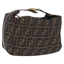 FENDI Zucca Canvas Vanity Hand Bag Black Brown Auth 207467-1