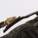 FENDI Zucca Canvas Vanity Hand Bag Black Brown Auth 207467-11