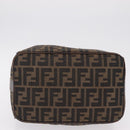 FENDI Zucca Canvas Vanity Hand Bag Black Brown Auth 207467-12