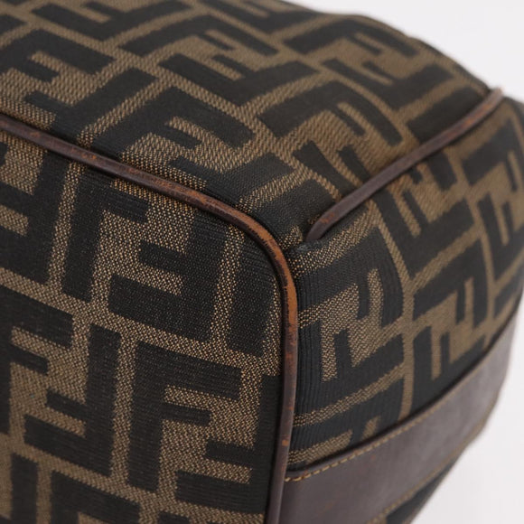 FENDI Zucca Canvas Vanity Hand Bag Black Brown Auth 207467