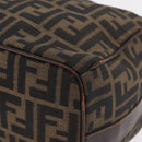 FENDI Zucca Canvas Vanity Hand Bag Black Brown Auth 207467-16