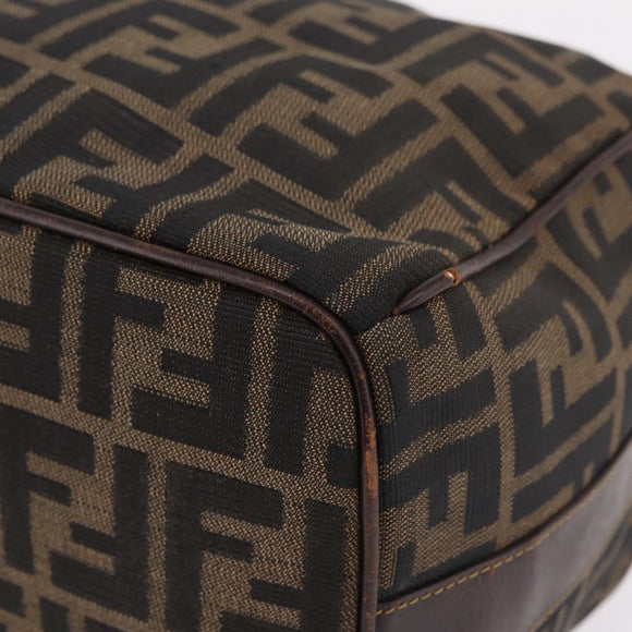 FENDI Zucca Canvas Vanity Hand Bag Black Brown Auth 207467