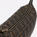 FENDI Zucca Canvas Vanity Hand Bag Black Brown Auth 207467-18