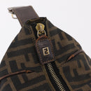 FENDI Zucca Canvas Vanity Hand Bag Black Brown Auth 207467-19