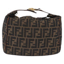 FENDI Zucca Canvas Vanity Hand Bag Black Brown Auth 207467-2