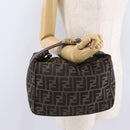 FENDI Zucca Canvas Vanity Hand Bag Black Brown Auth 207467-28