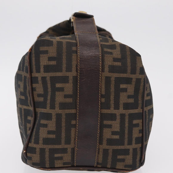 FENDI Zucca Canvas Vanity Hand Bag Black Brown Auth 207467