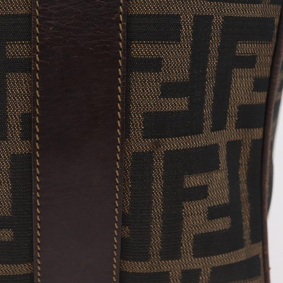 FENDI Zucca Canvas Vanity Hand Bag Black Brown Auth 207467