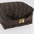 FENDI Zucca Canvas Vanity Hand Bag Black Brown Auth 207467-8