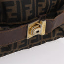 FENDI Zucca Canvas Vanity Hand Bag Black Brown Auth 207467-9