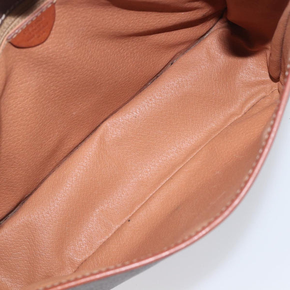CELINE Macadam Canvas Shoulder Bag PVC Leather Brown Gold Auth 207469