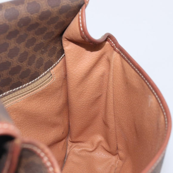 CELINE Macadam Canvas Shoulder Bag PVC Leather Brown Gold Auth 207469
