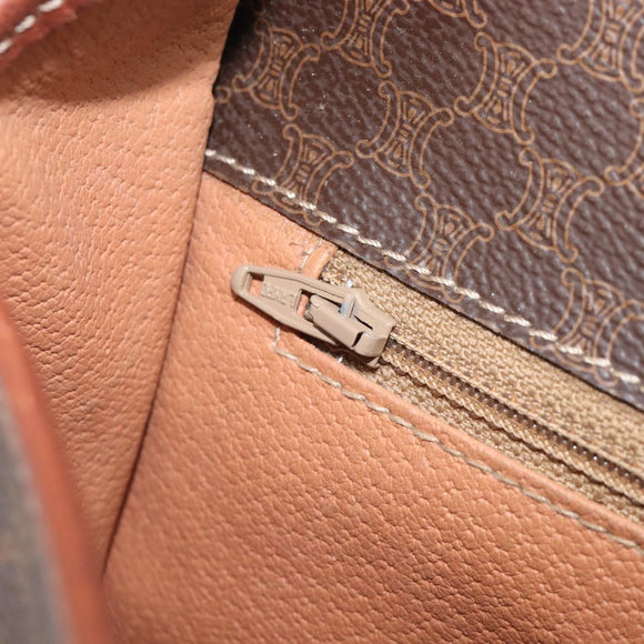 CELINE Macadam Canvas Shoulder Bag PVC Leather Brown Gold Auth 207469