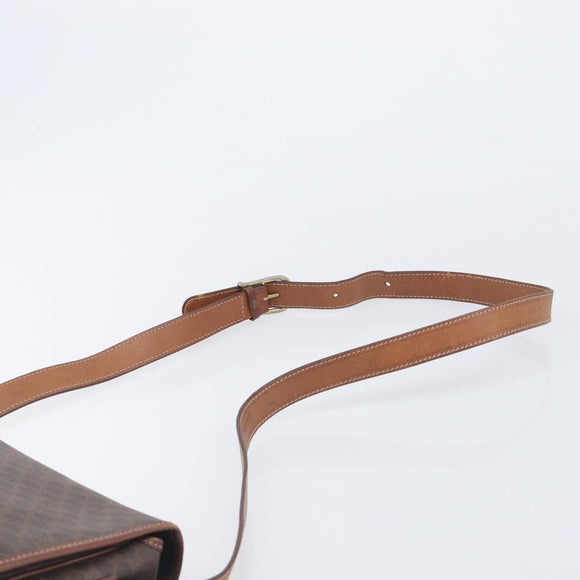 CELINE Macadam Canvas Shoulder Bag PVC Leather Brown Gold Auth 207469
